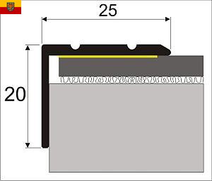 Schodová hrana samolepicí 25x20mm dekor kov 270 cm