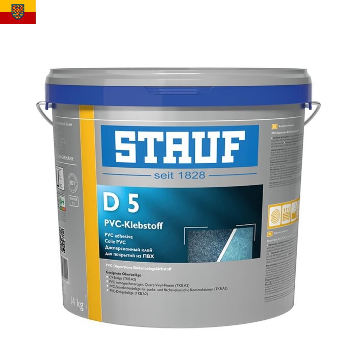 STAUF D 5 Disperzní lepidlo na mokré lepení pro PVC a LVT šedá, 14 kg STAUF D 5 Disperzní lepidlo na mokré lepení pro PVC a LVT šedá, 14 kg