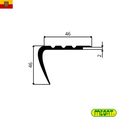 Schodová hrana PVC MEGAT 025 délka 1,2m